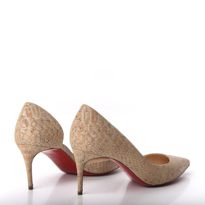Christian Louboutin Liege Embossed Iriza 70 Pumps 35 Beige 4 of 11