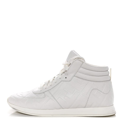 Fendi Nappa Macro FF Embossed Womens High Top Sneakers 40 White Ice 1 of 15