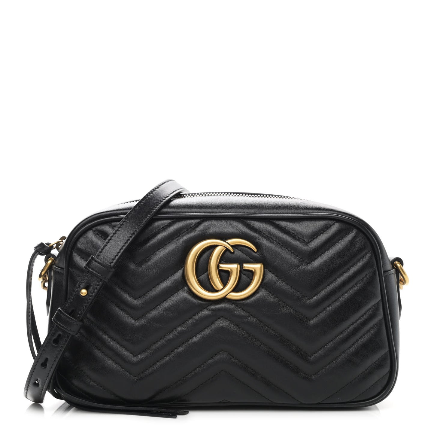 Calfskin Matelasse Small GG Marmont Chain Shoulder Bag Black