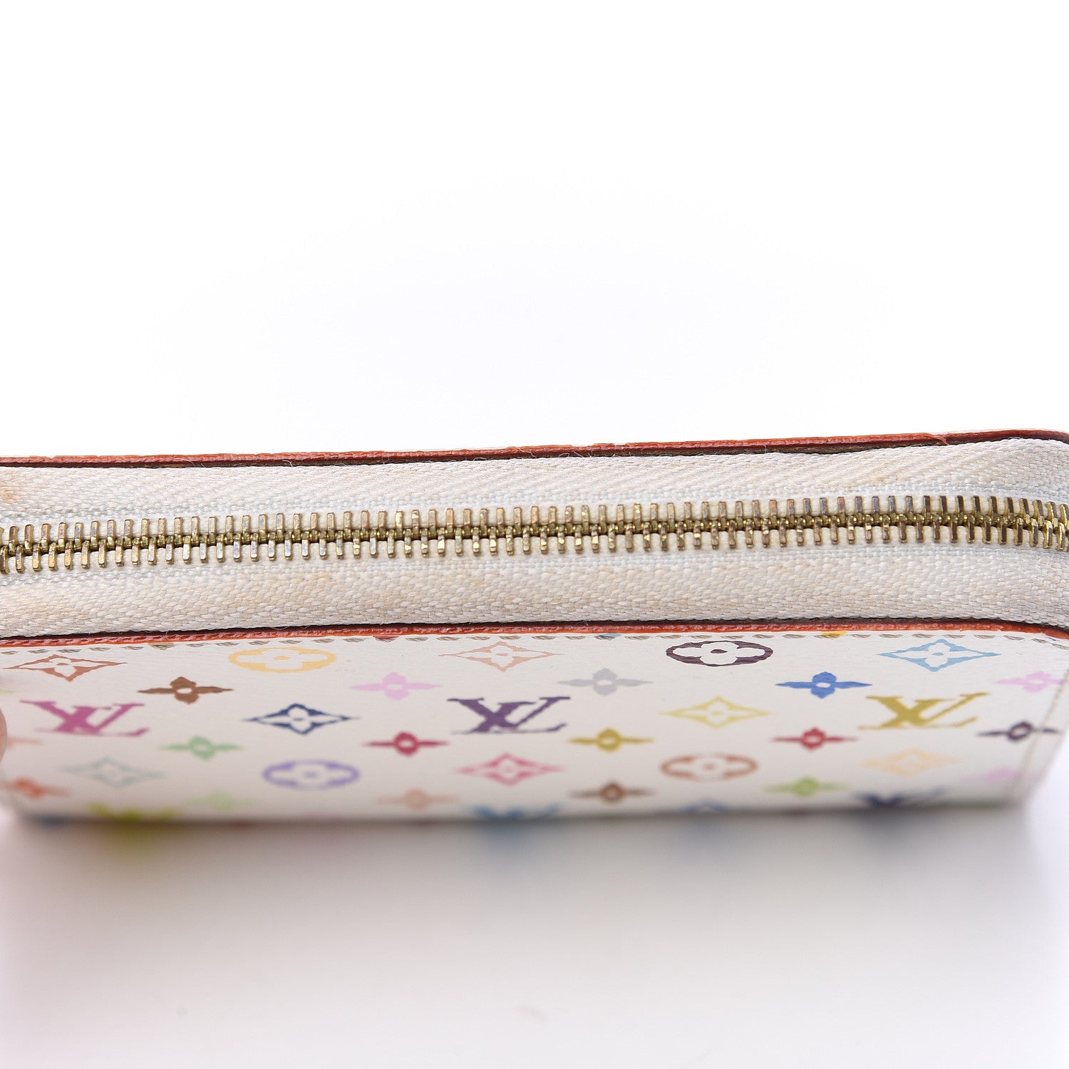 Louis Vuitton Monogram Multicolor Zippy Coin Purse Wallet White Litchi 8 of 10