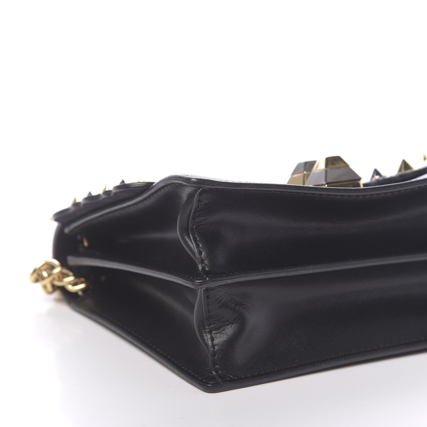 Fendi Vitello Liberty Metal Scalloped Multi Studded Small Kan I Shoulder Bag Black 8 of 11