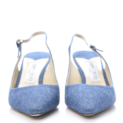 Jimmy Choo Denim Gemma 40 Slingback Pumps 38.5 Blue 2 of 10