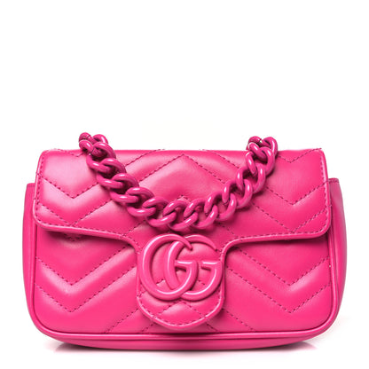 Gucci Calfskin Matelasse Monochrome GG Marmont Chain Belt Bag Classic Fuxia 1 of 12