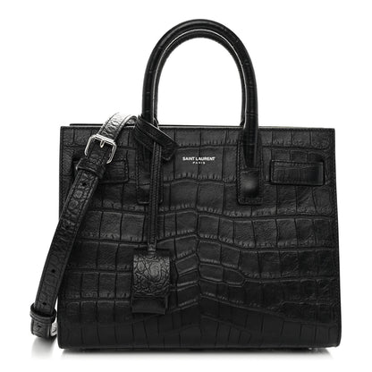 Saint Laurent Calfskin Crocodile Embossed Nano Sac De Jour Black 1 of 10