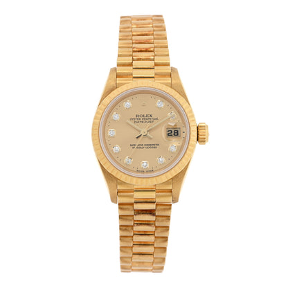 Rolex 18K Yellow Gold Diamond 26mm Datejust President Watch Champagne 69178 1 of 4