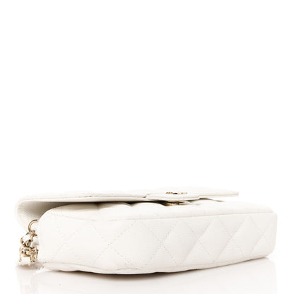 Chanel Caviar Quilted Flap Phone Holder With Chain White 4 of 13