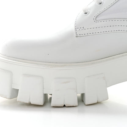 Prada Spazzolato Rois Re-Nylon Metal Triangle Logo Monolith Pouch Pocket 55mm Boots 37 White 11 of 11