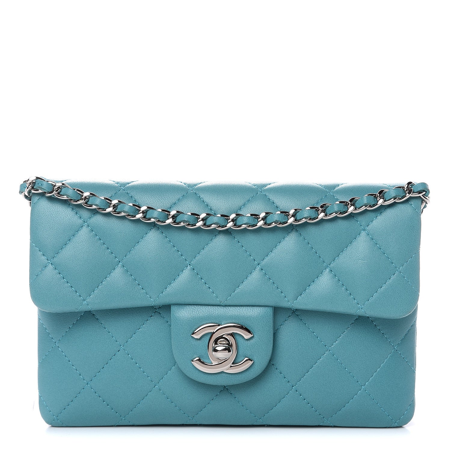 Chanel Lambskin Quilted Mini Flap Crossbody Bag Turquoise 1 of 16
