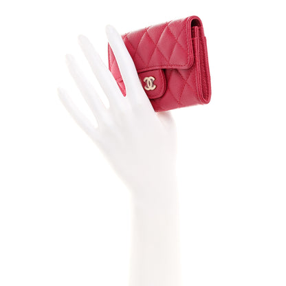 Chanel Caviar Quilted Flap Card Holder Wallet Dark Pink 2 of 8