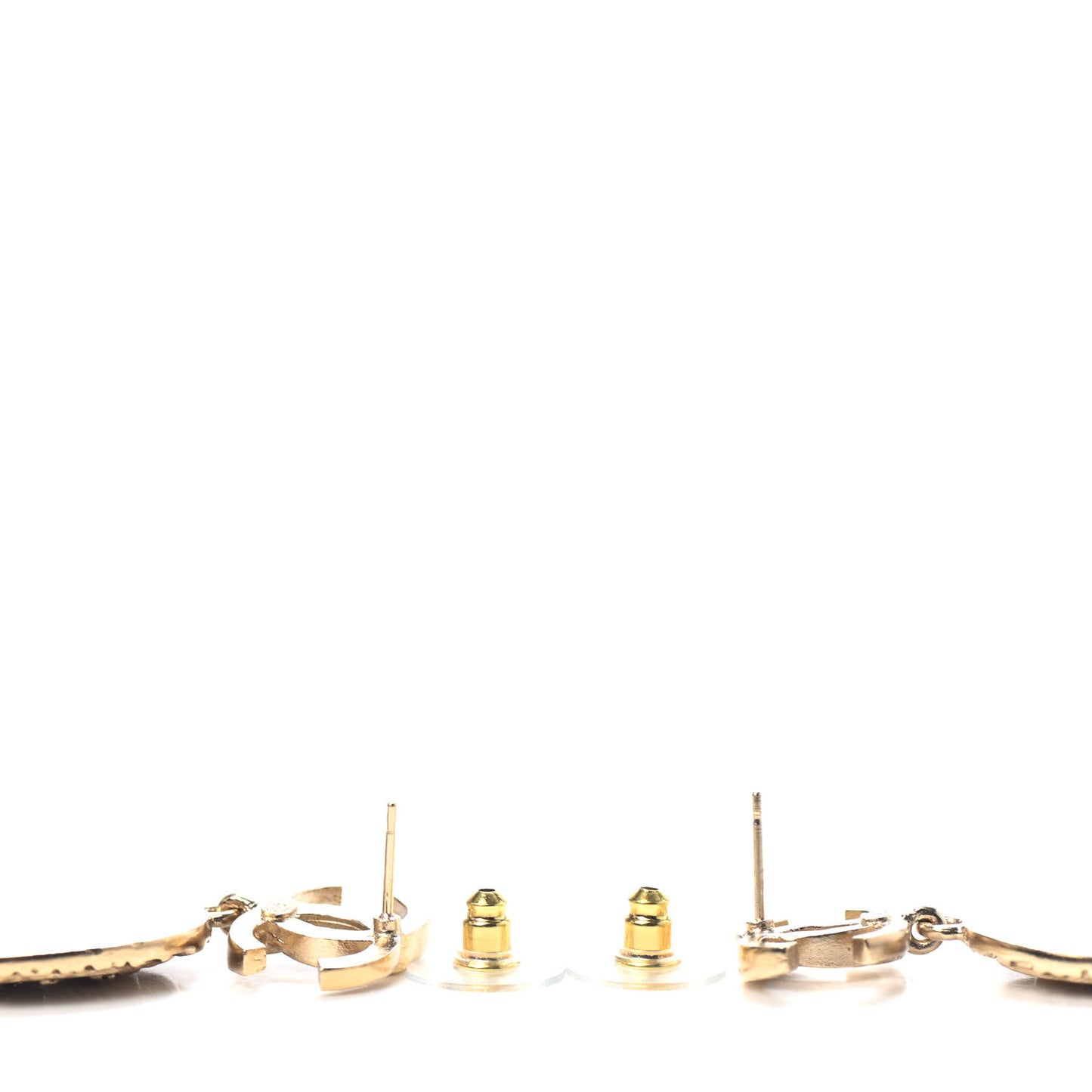Crystal CC Medallion Drop Earrings Gold