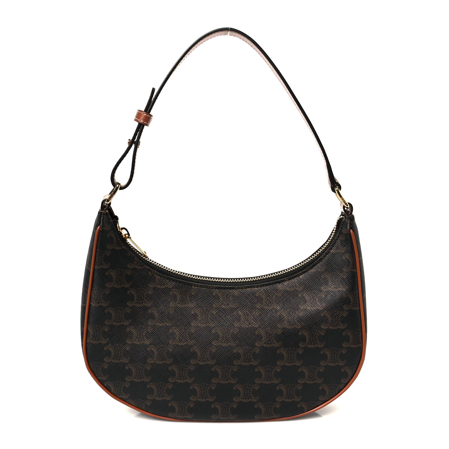 Celine Triomphe Canvas Calfskin Ava Shoulder Bag Tan 1 of 11