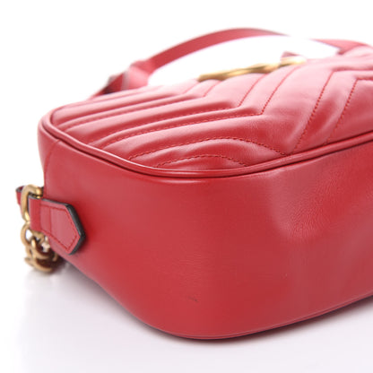 Gucci Calfskin Matelasse Small GG Marmont Chain Shoulder Bag Hibiscus Red 10 of 10