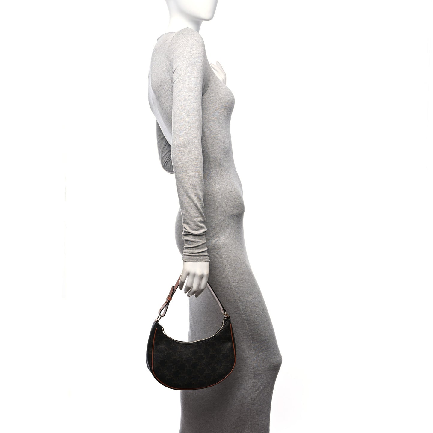 Triomphe Canvas Calfskin Ava Shoulder Bag Tan