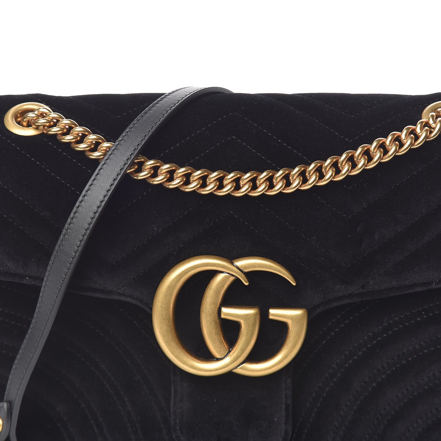 Gucci Velvet Matelasse Medium GG Marmont Shoulder Bag Black 10 of 10