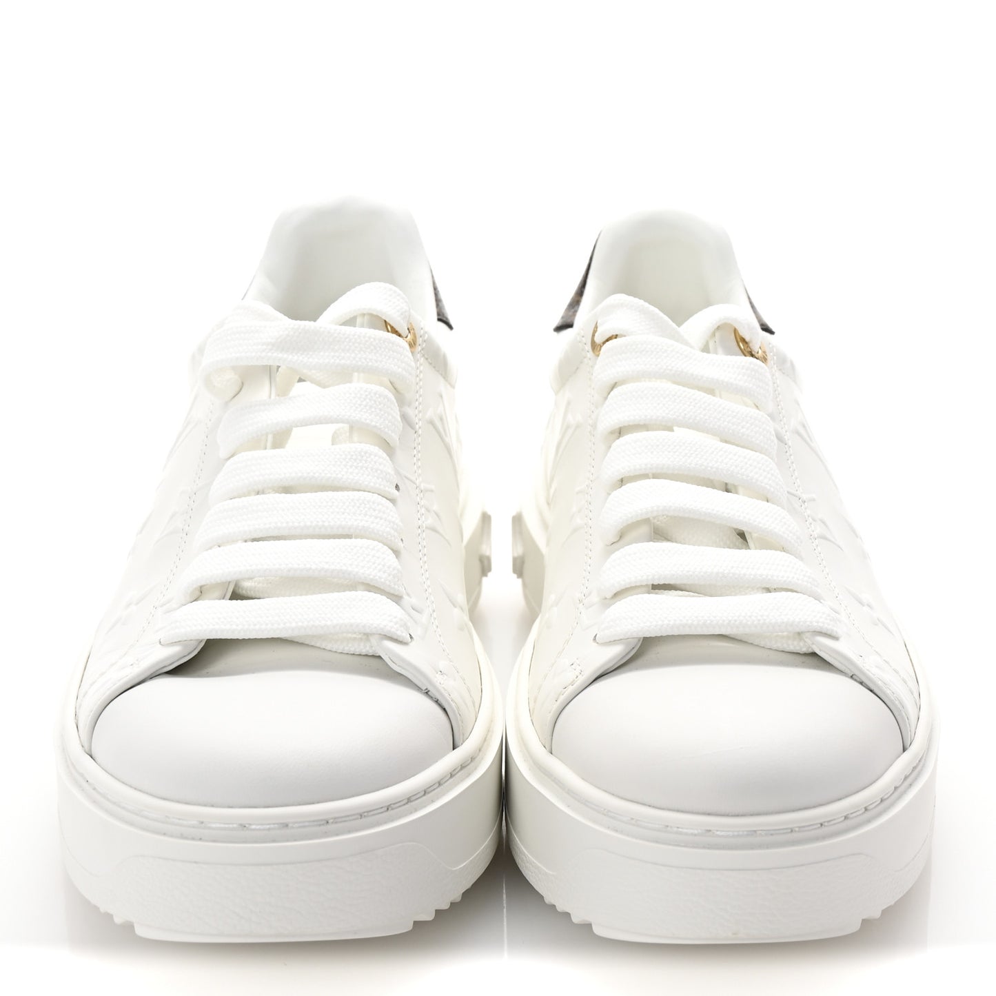 Lambskin Embossed Monogram Time Out Sneakers 38 White
