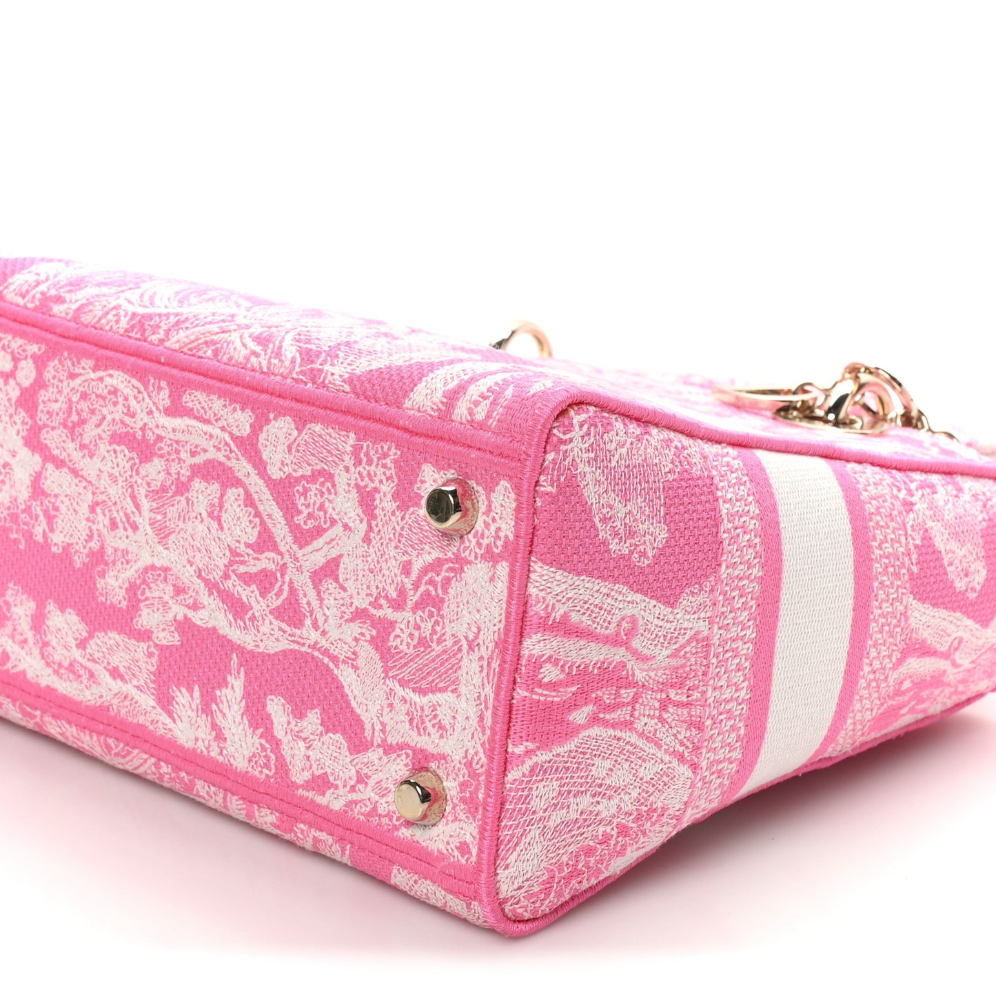 Canvas Toile De Jouy Reverse Embroidered Medium Lady D-Lite Fluorescent Pink