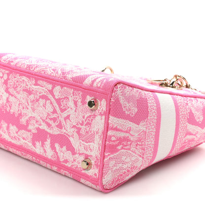 Christian Dior Canvas Toile De Jouy Reverse Embroidered Medium Lady D-Lite Fluorescent Pink 9 of 9