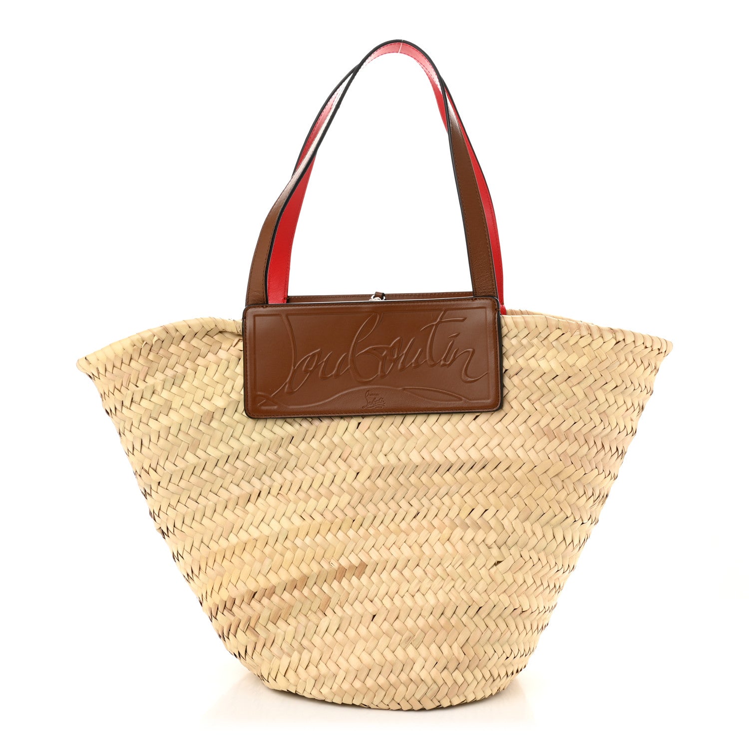 Christian Louboutin Woven Straw Loubishore Tote Beige 1 of 10