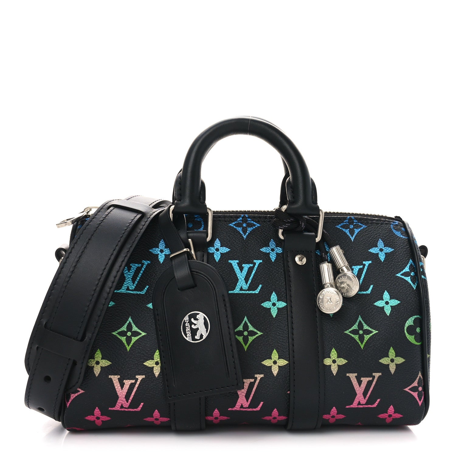 Louis Vuitton Monogram Iridescent Keepall Bandouliere 25 Black 1 of 10