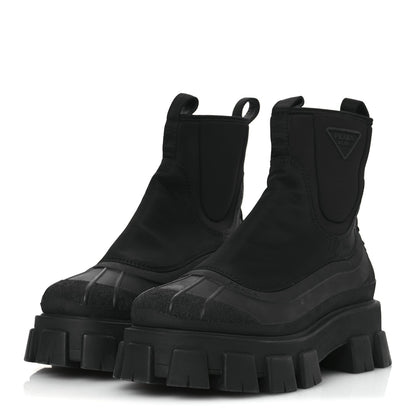 Prada Re-Nylon Gabardine Rubber Triangle Logo Womens Monolith 55mm Ankle Boots 38 Black 4 of 11