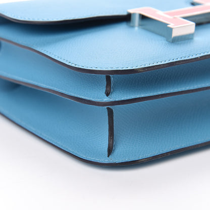 Hermes Epsom Constance 18 Bleu Du Nord Rouge De Coeur 10 of 22