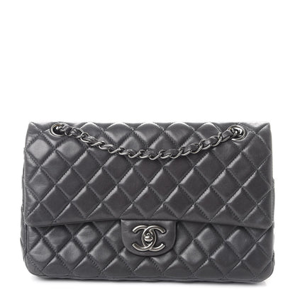Chanel Lambskin Medium Quilted Double Flap Dark Grey 1 of 9