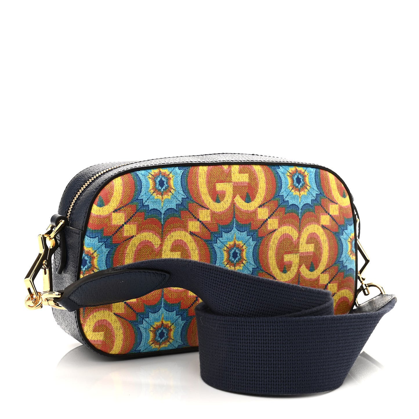 GG Supreme Kaleidoscope Calfskin Script Logo Gucci 100 Camera Bag Blue Orange Multicolor Blue Agata