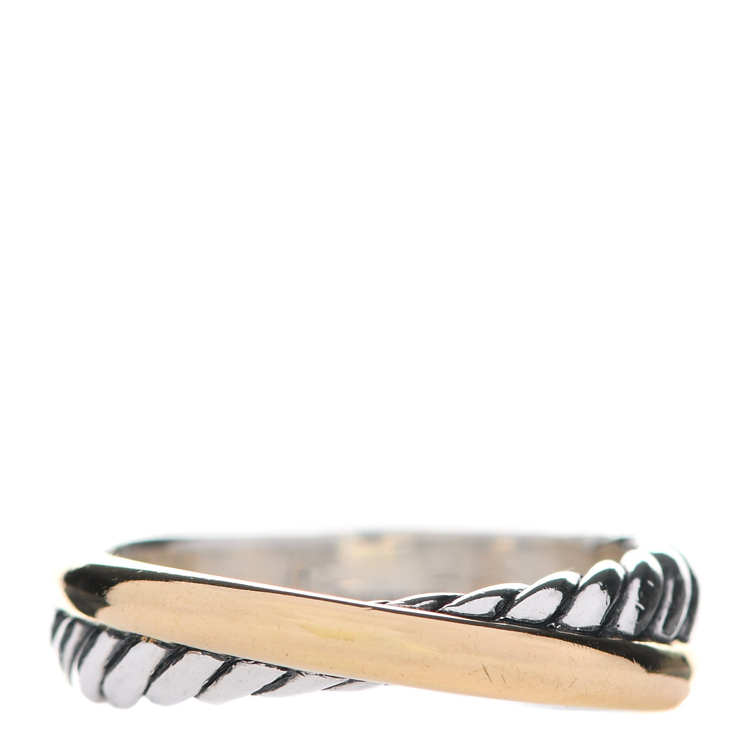David Yurman Sterling Silver 18K Yellow Gold Narrow Crossover Ring 54 7 1 of 6