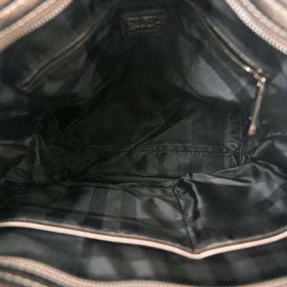 Burberry Metallic Calfskin House Check Tote Pewter 5 of 12