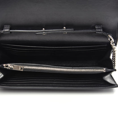 Saint Laurent Crocodile Embossed Calfskin Monogram Chain Wallet Black 5 of 10