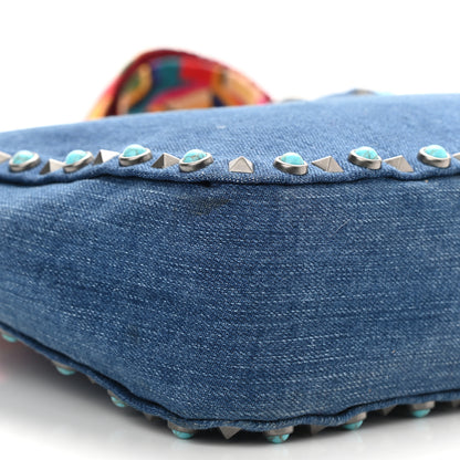 Valentino Garavani Denim Small Guitar Strap Rockstud Rolling Flip-Lock Messenger Bag Blue 7 of 7