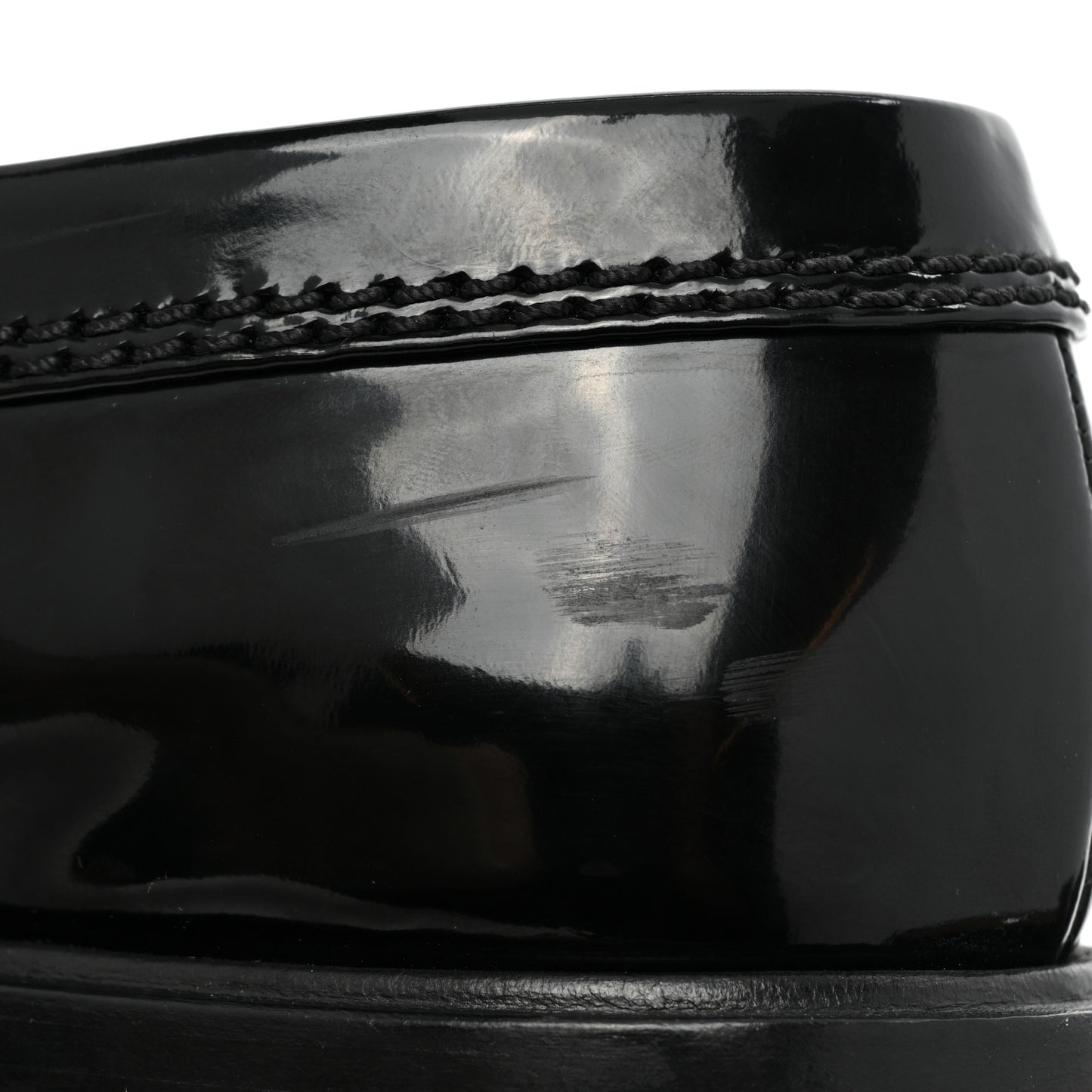 Shiny Calfskin Logo Loafers 38 Black