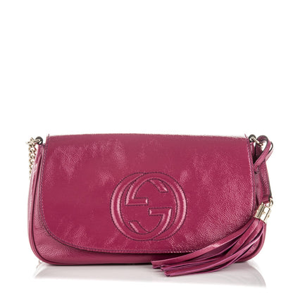 Gucci Patent Medium Soho Flap Crossbody Bright Bougainvillea 1 of 7
