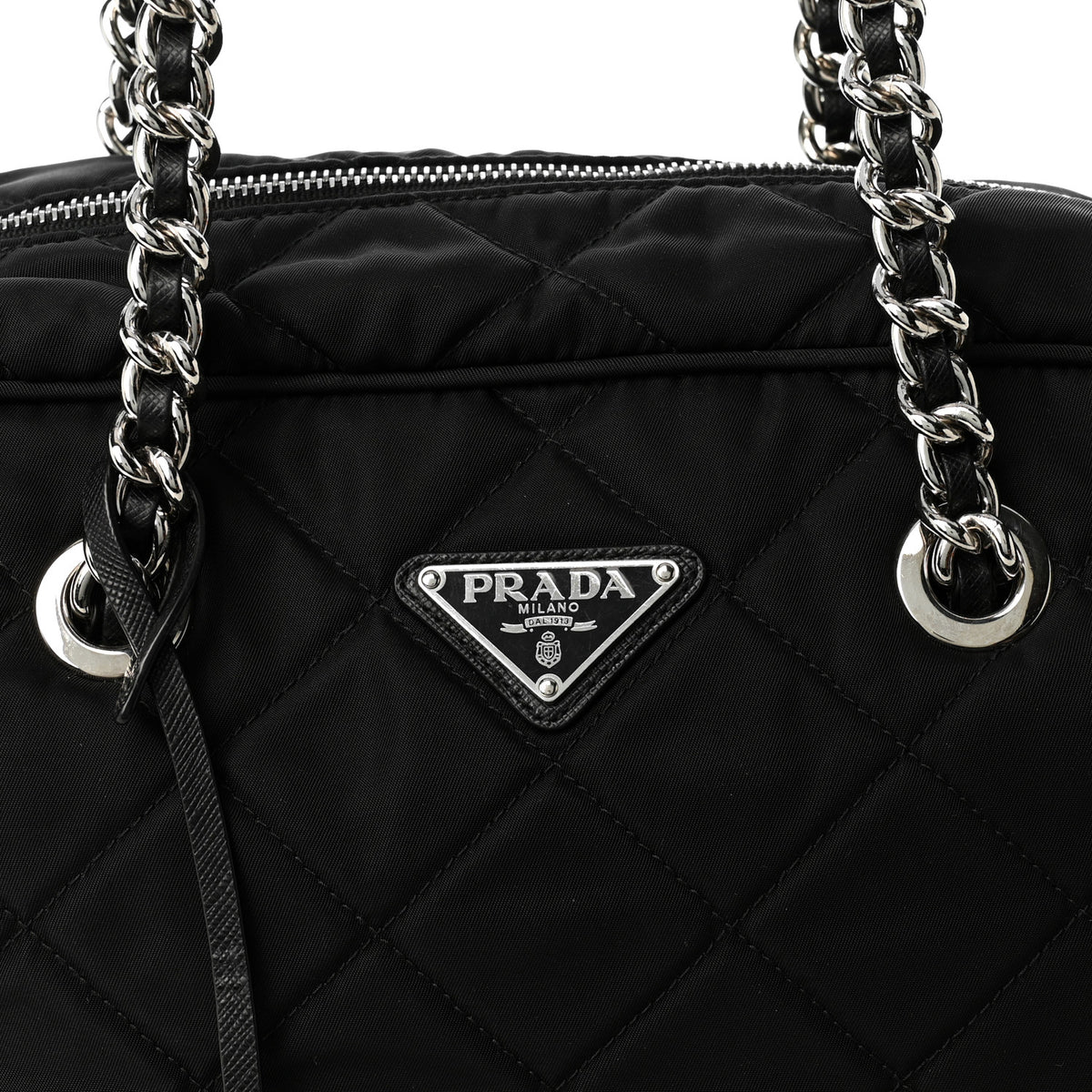 Nylon Tessuto Impuntu Quilted Shoulder Bag Black