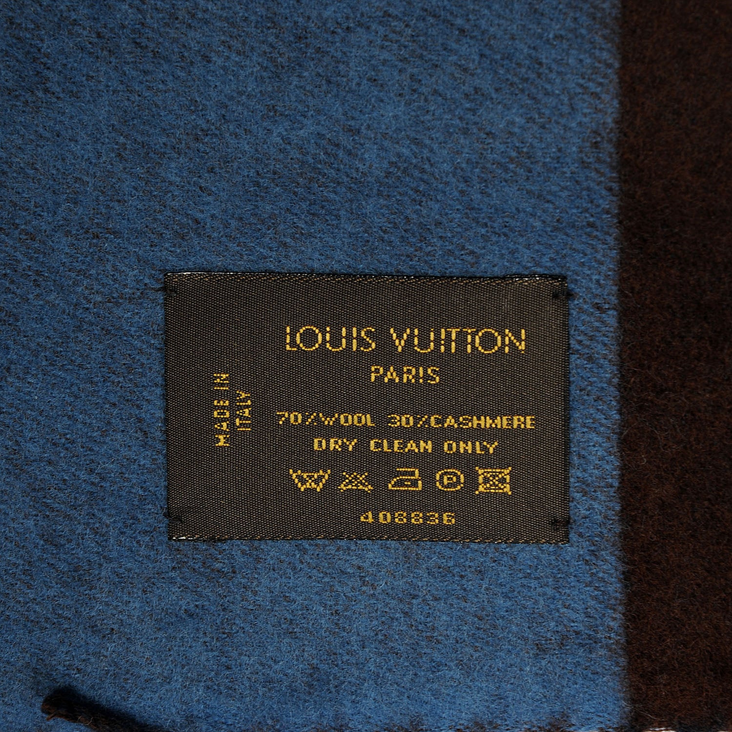 Louis Vuitton Wool Cashmere Historique Scarf Blue 4 of 4