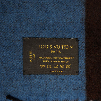 Louis Vuitton Wool Cashmere Historique Scarf Blue 4 of 4