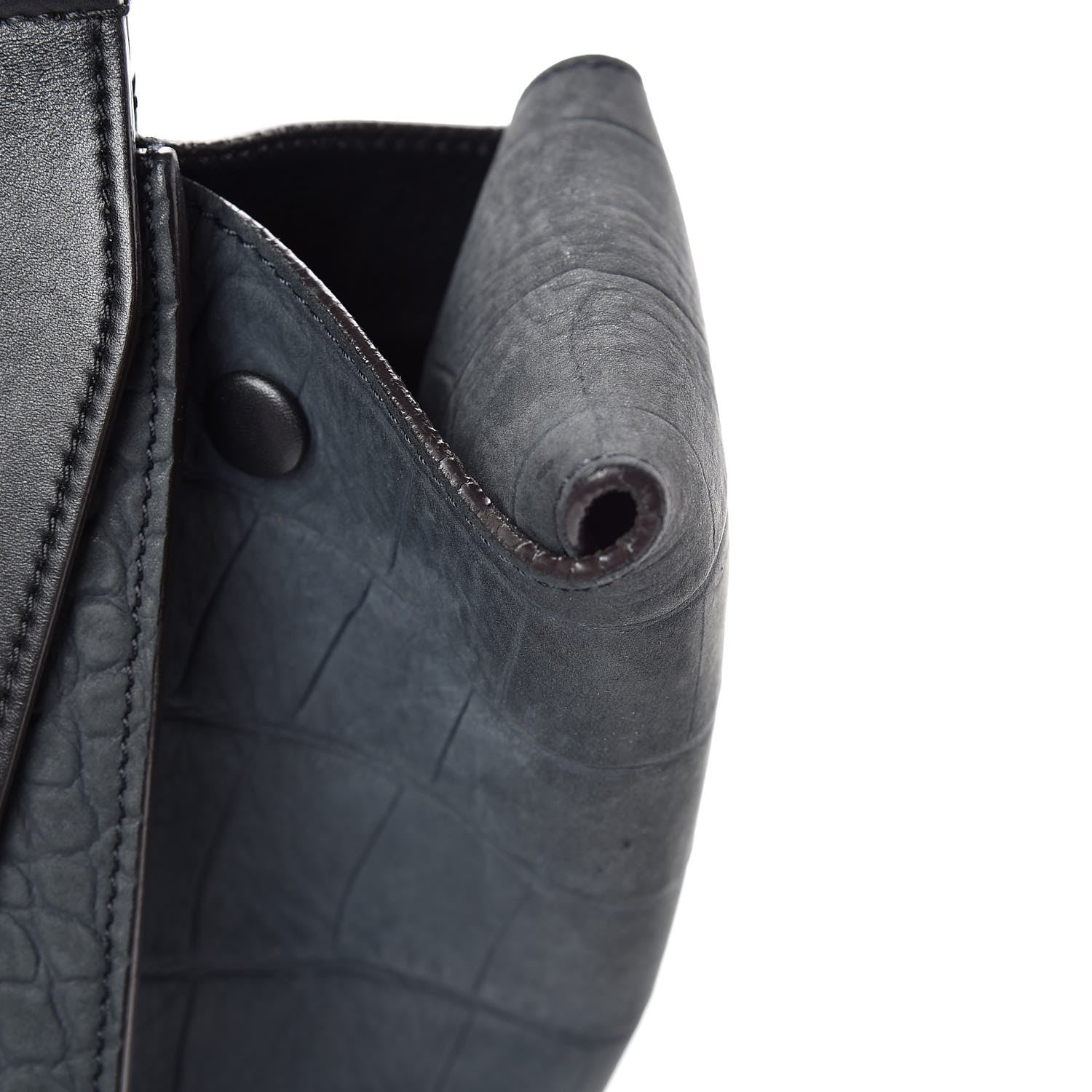 Celine Smooth Calfskin Nubuck Crocodile Embossed Small Tie Knot Tote Navy 17 of 17