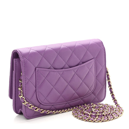 Chanel Lambskin Quilted Wallet On Chain WOC Purple 2 of 11