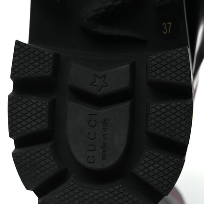 Gucci Calfskin Sylvie Web Lace Up Combat Boots 37 Black 7 of 10