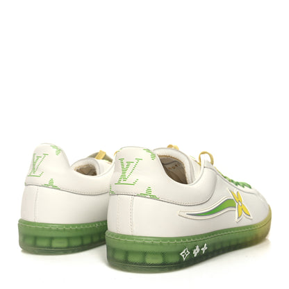 Louis Vuitton Calfskin Mens Luxembourg Samothrace Sneakers 7 White Yellow Green 4 of 8