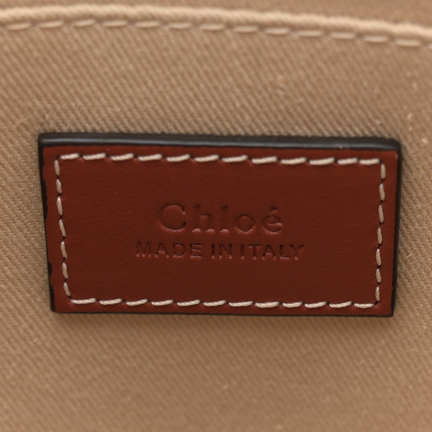 Chloe Cotton Calfskin Small Woody Ribbon Tote With Strap White Brown 6 of 12