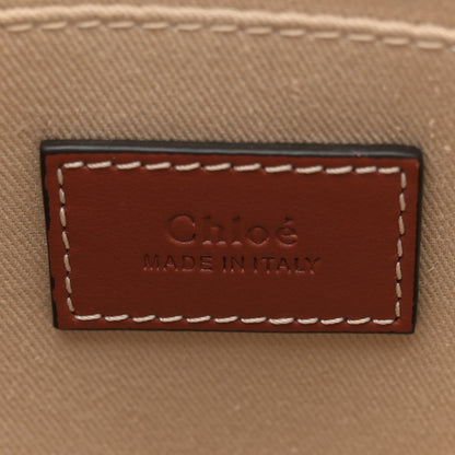 Chloe Cotton Calfskin Small Woody Ribbon Tote With Strap White Brown 6 of 12