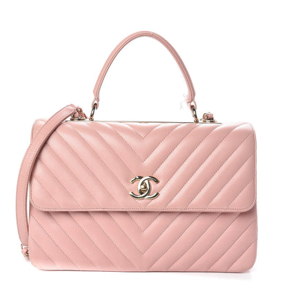Chanel Lambskin Chevron Quilted Medium Trendy CC Dual Handle Flap Bag Pink 1 of 12