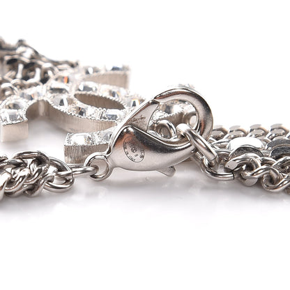 Chanel Baguette Crystal CC Shield Multi Strand Long Chain Necklace Silver 5 of 6