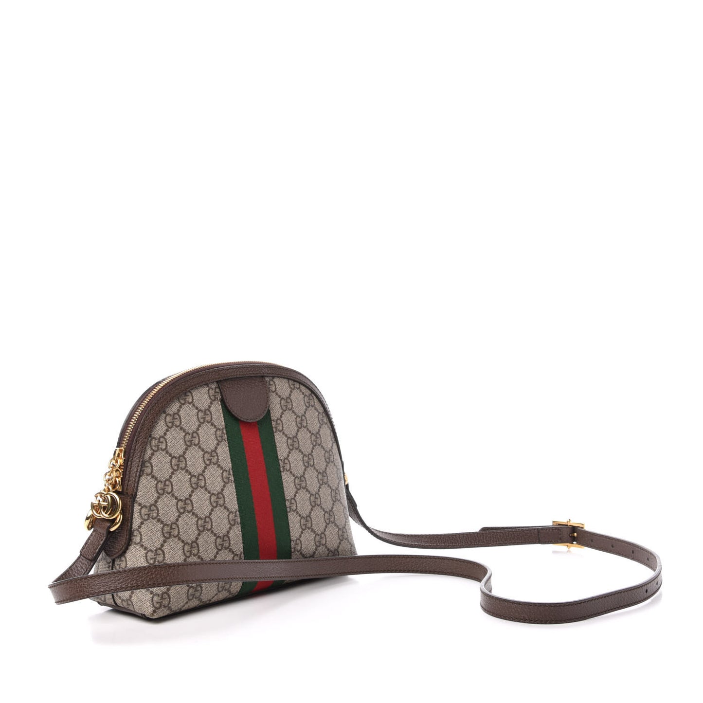 GG Supreme Monogram Textured Dollar Calfskin Web Small Ophidia Dome Shoulder Bag Beige Ebony New Acero