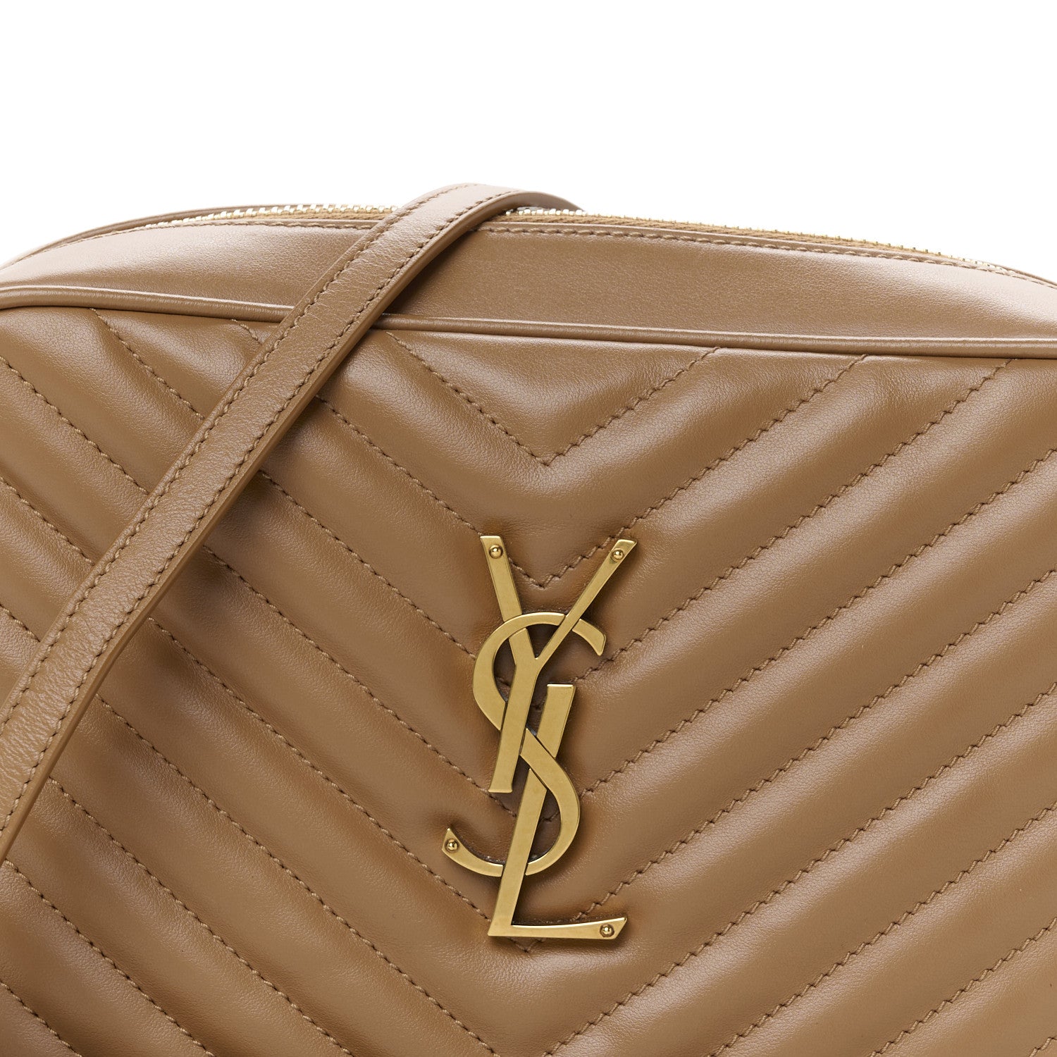 Saint Laurent Calfskin Matelasse Monogram Lou Camera Bag Cinnamon 8 of 10