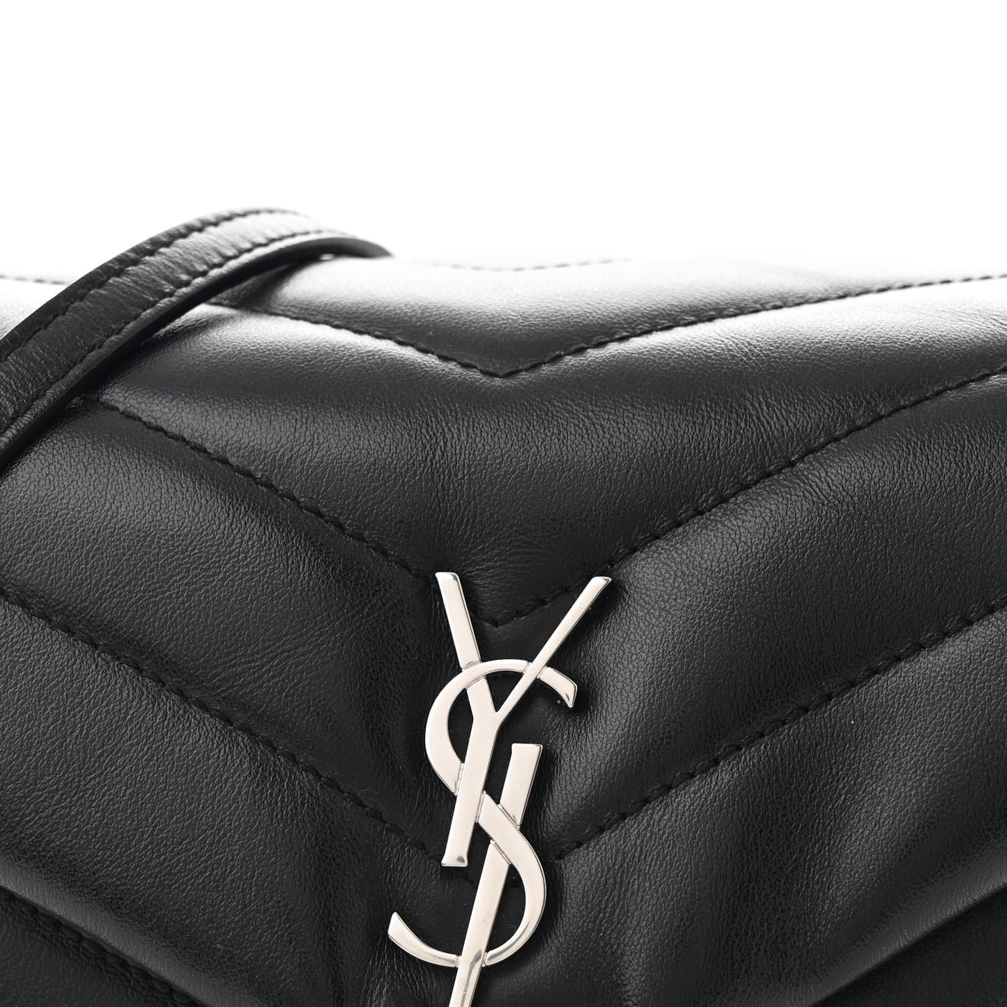 Calfskin Y Quilted Monogram Toy Loulou Crossbody Bag Black