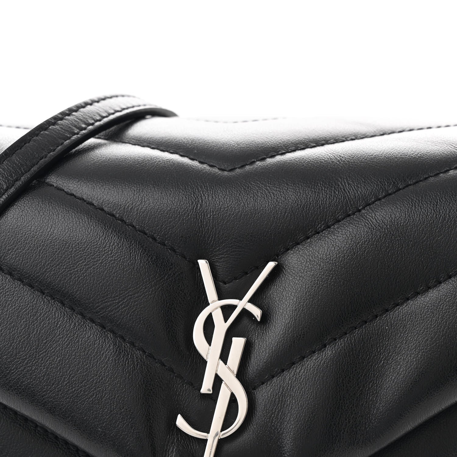 Saint Laurent Calfskin Y Quilted Monogram Toy Loulou Crossbody Bag Black 9 of 11