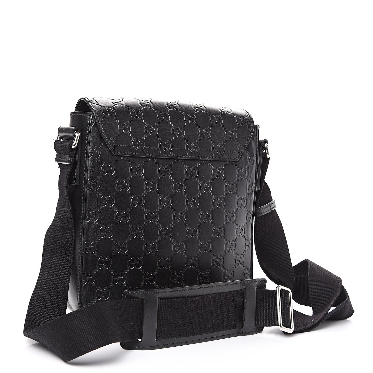 Guccissima Signature Single Buckle Flap Messenger Bag Black