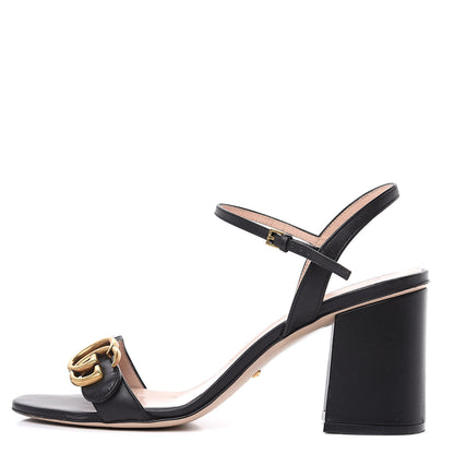 Gucci Lifford Calfskin GG Marmont Ankle Wrap 75mm Sandals 39 Black 1 of 12